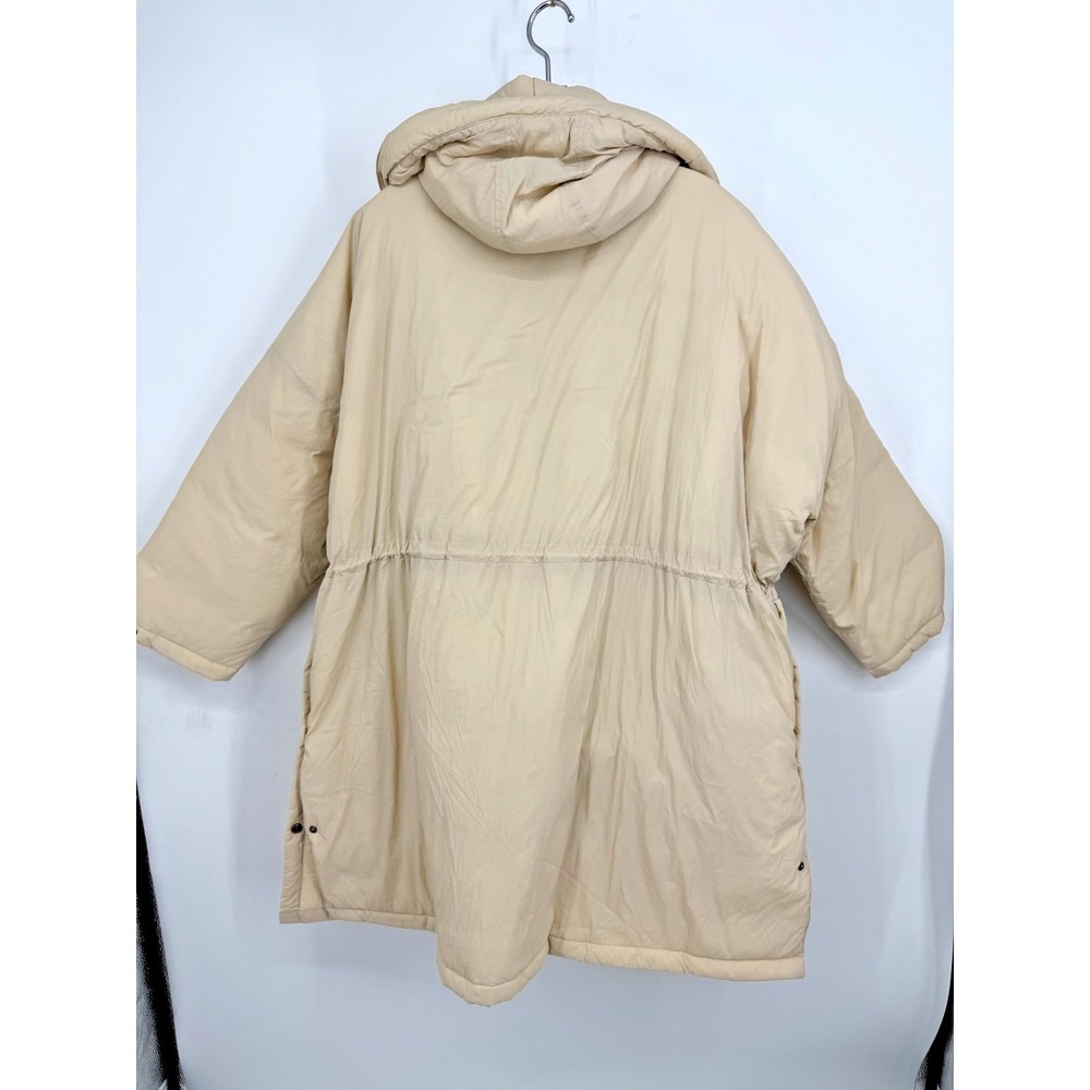 POL Anthropologie Puffer Coat Size M Hooded Oversize Cozy Neutral Snap Button - Picture 2 of 6